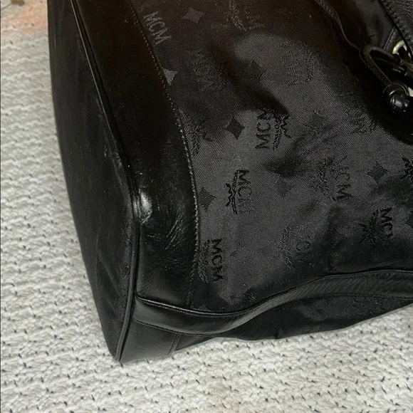 MCM Black Monogram Backpack with Leather Trim - Picture 8 of 17